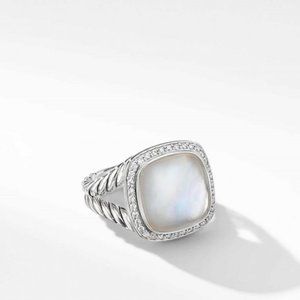 David Yurman Albion Ring with Rock Crystal and Diamonds, 14mm, Size 6